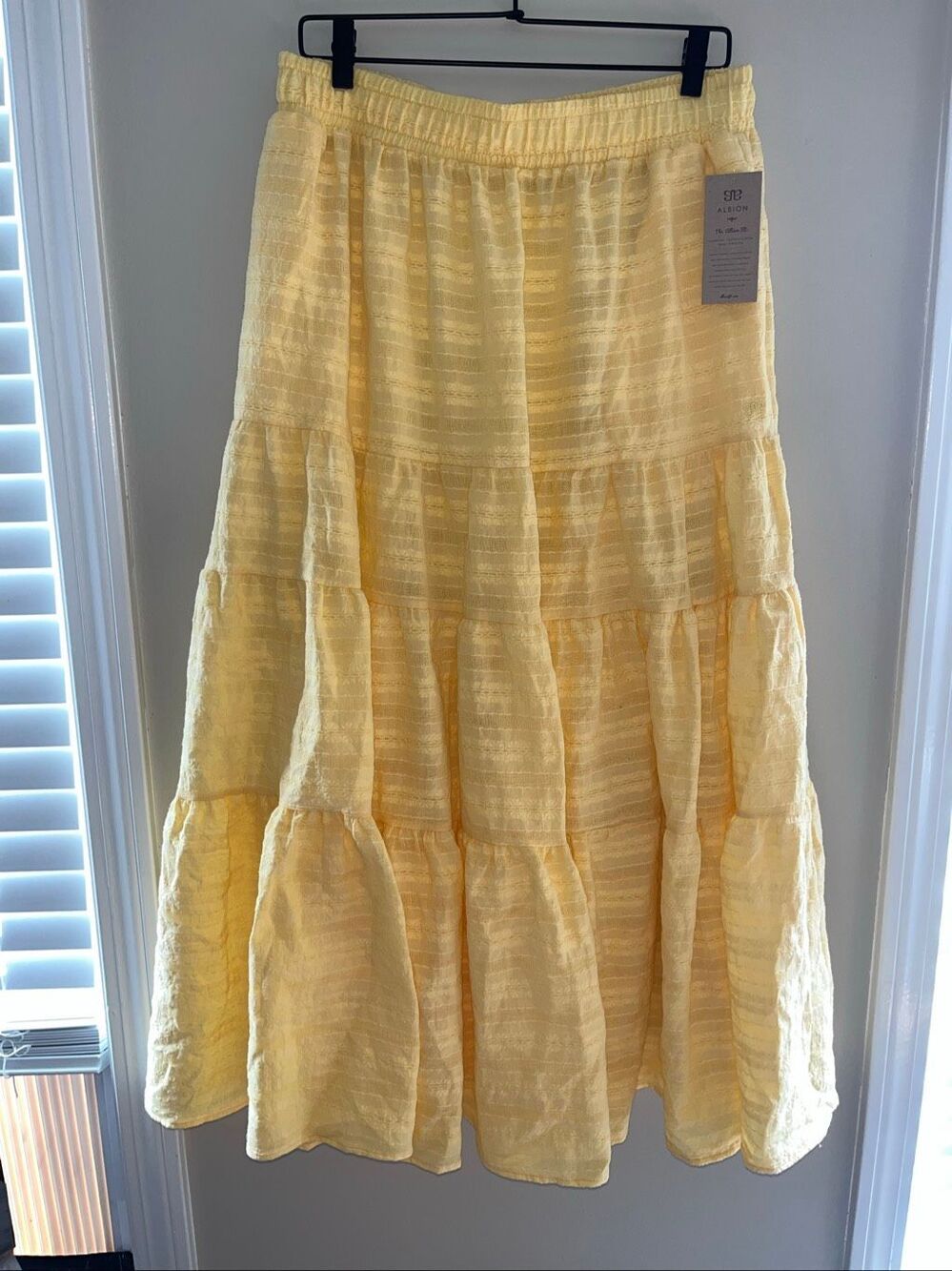 NWT Albion Yellow Tiered Maxi Skirt Large